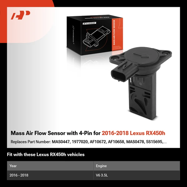 Mass Air Flow Sensor with 4-Pin for 2016-2018 Lexus RX450h