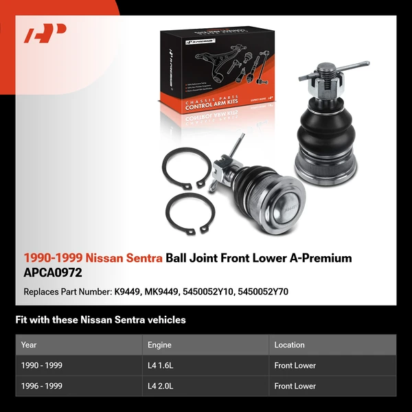 1990-1999 Nissan Sentra Ball Joint Front Lower A-Premium APCA0972