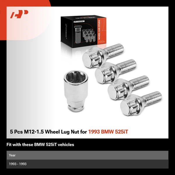 5 Pcs M12-1.5 Wheel Lug Nut for 1993 BMW 525iT