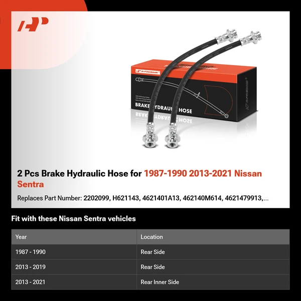 2 Pcs Brake Hydraulic Hose for 1987-1990 2013-2021 Nissan Sentra