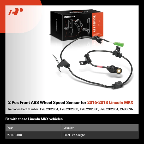 2 Pcs Front ABS Wheel Speed Sensor for 2016-2018 Lincoln MKX