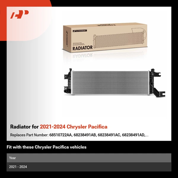 Radiator for 2021-2024 Chrysler Pacifica