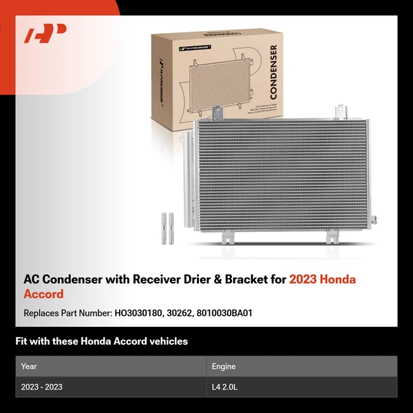 AC Condenser with Receiver Drier & Bracket for 2023 Honda Accord