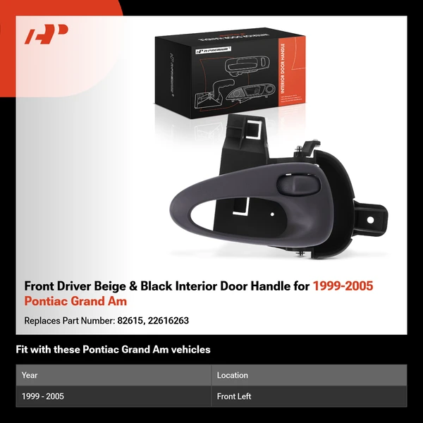 Front Driver Beige & Black Interior Door Handle for 1999-2005 Pontiac Grand Am