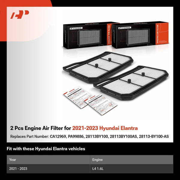 2 Pcs Engine Air Filter for 2021-2023 Hyundai Elantra