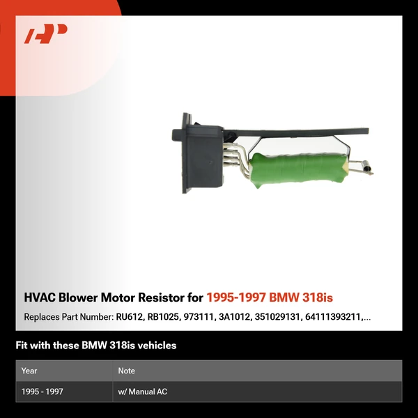 HVAC Blower Motor Resistor for 1995-1997 BMW 318is