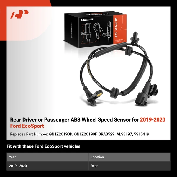 Rear Driver or Passenger ABS Wheel Speed Sensor for 2019-2020 Ford EcoSport