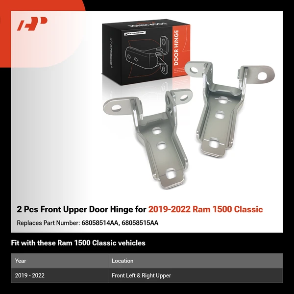 2 Pcs Front Upper Door Hinge for 2019-2022 Ram 1500 Classic