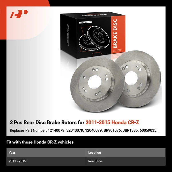 2 Pcs Rear Disc Brake Rotors for 2011-2015 Honda CR-Z