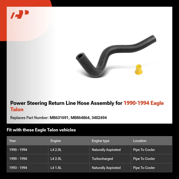 Power Steering Return Line Hose Assembly for 1990-1994 Eagle Talon