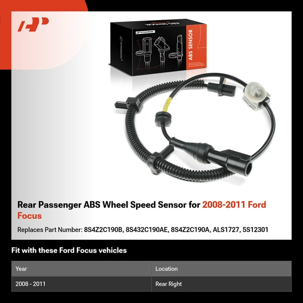 Rear Passenger ABS Wheel Speed Sensor for 2008-2011 Ford Focus