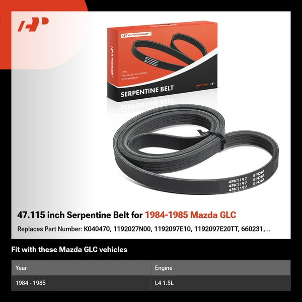 47.115 inch Serpentine Belt for 1984-1985 Mazda GLC