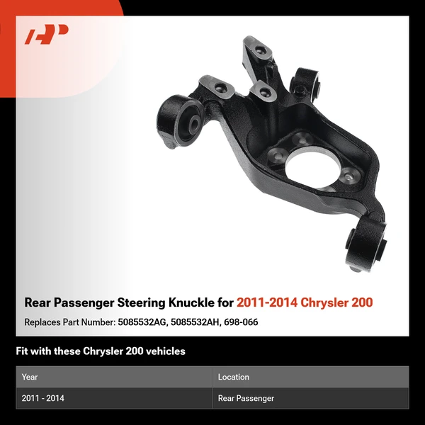 Rear Passenger Steering Knuckle for 2011-2014 Chrysler 200