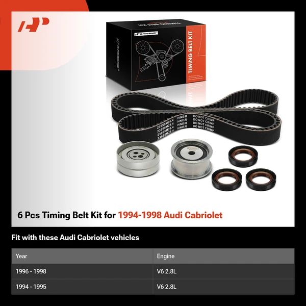 6 Pcs Timing Belt Kit for 1994-1998 Audi Cabriolet