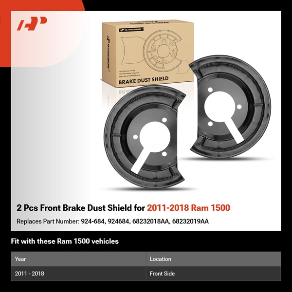 2 Pcs Front Brake Dust Shield for 2011-2018 Ram 1500