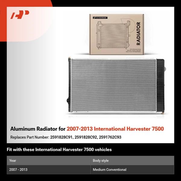Aluminum Radiator for 2007-2013 International Harvester 7500