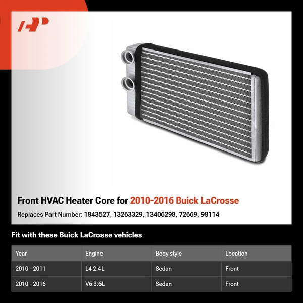 Front HVAC Heater Core for 2010-2016 Buick LaCrosse