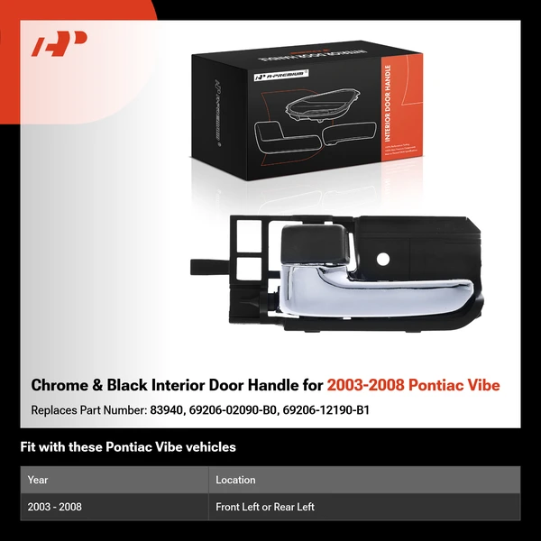 Chrome & Black Interior Door Handle for 2003-2008 Pontiac Vibe