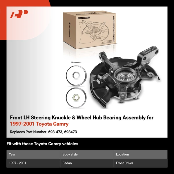 Front LH Steering Knuckle & Wheel Hub Bearing Assembly for 1997-2001 Toyota Camry