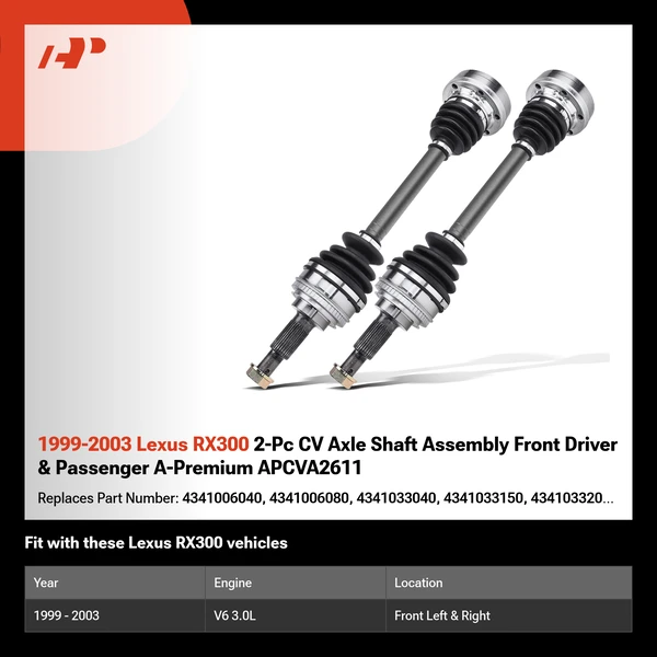 1999-2003 Lexus RX300 2-Pc CV Axle Shaft Assembly Front Driver & Passenger A-Premium APCVA2611