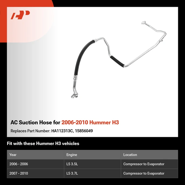 AC Suction Hose for 2006-2010 Hummer H3