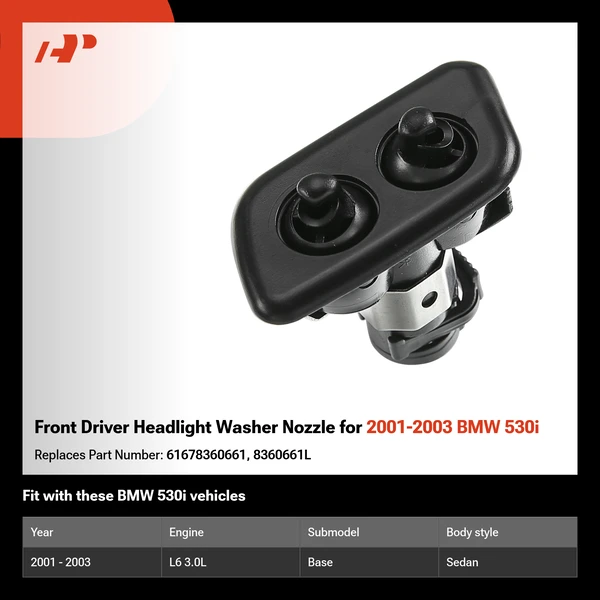 Front Driver Headlight Washer Nozzle for 2001-2003 BMW 530i