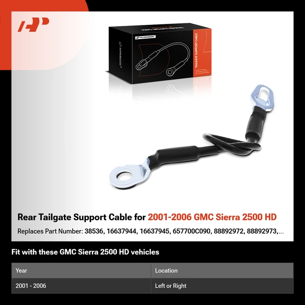 Rear Tailgate Support Cable for 2001-2006 GMC Sierra 2500 HD