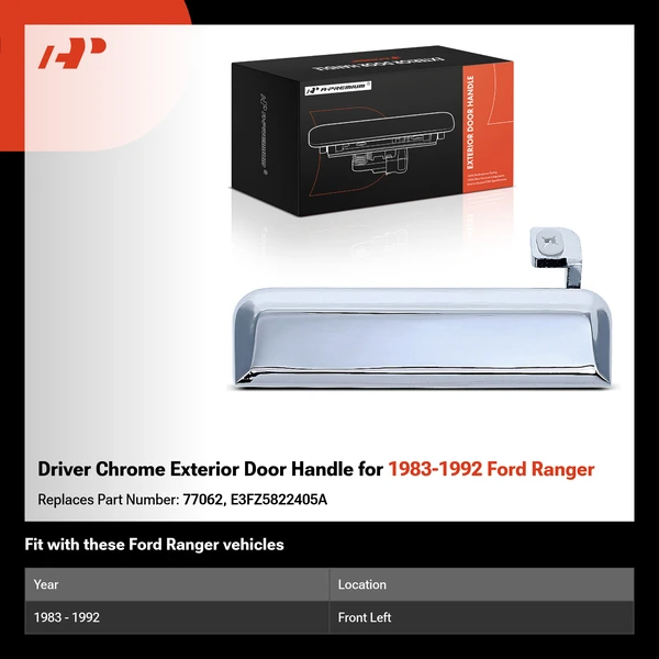 Driver Chrome Exterior Door Handle for 1983-1992 Ford Ranger