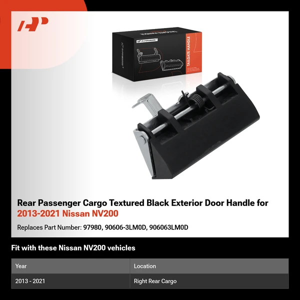 Rear Passenger Cargo Textured Black Exterior Door Handle for 2013-2021 Nissan NV200