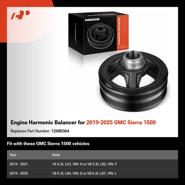Engine Harmonic Balancer for 2019-2025 GMC Sierra 1500