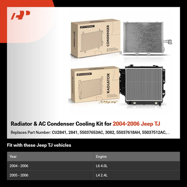 Radiator & AC Condenser Cooling Kit for 2004-2006 Jeep TJ