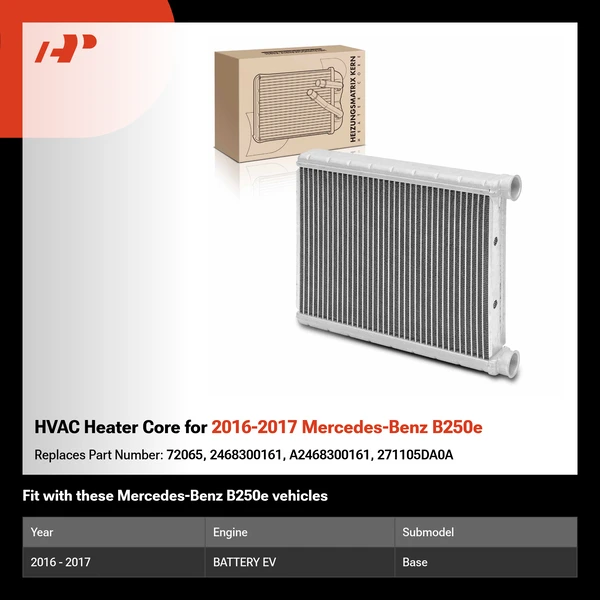 HVAC Heater Core for 2016-2017 Mercedes-Benz B250e