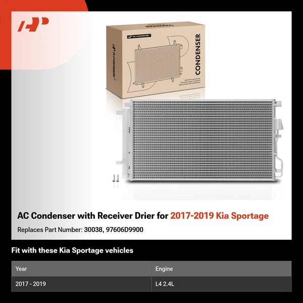 AC Condenser with Receiver Drier for 2017-2019 Kia Sportage