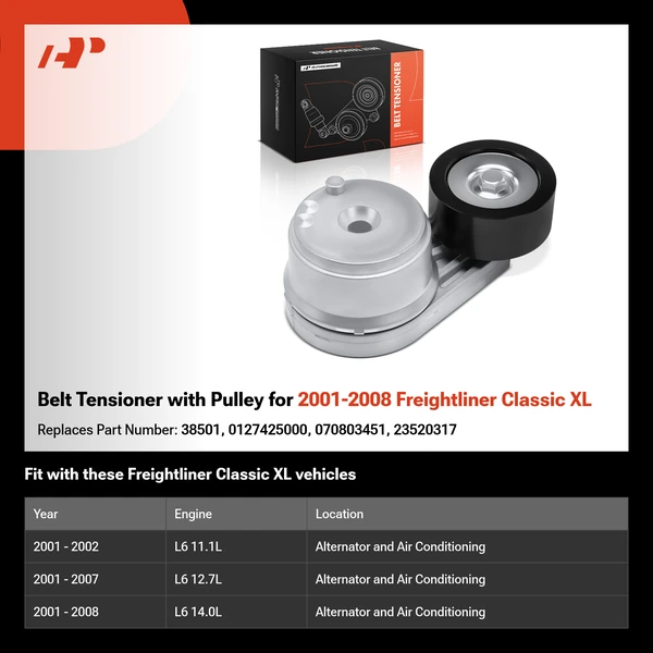Belt Tensioner with Pulley for 2001-2008 Freightliner Classic XL