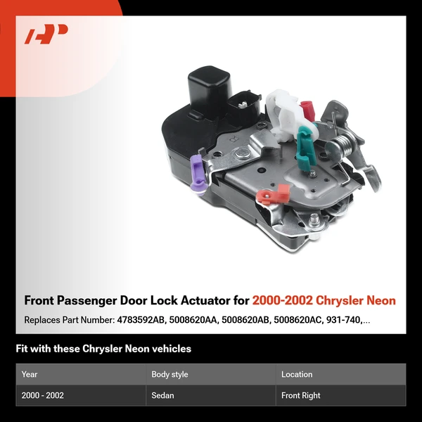 Front Passenger Door Lock Actuator for 2000-2002 Chrysler Neon