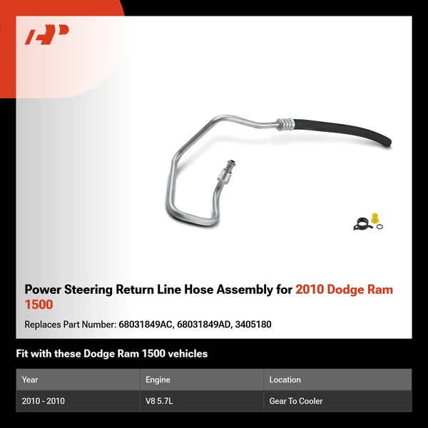 Power Steering Return Line Hose Assembly for 2010 Dodge Ram 1500
