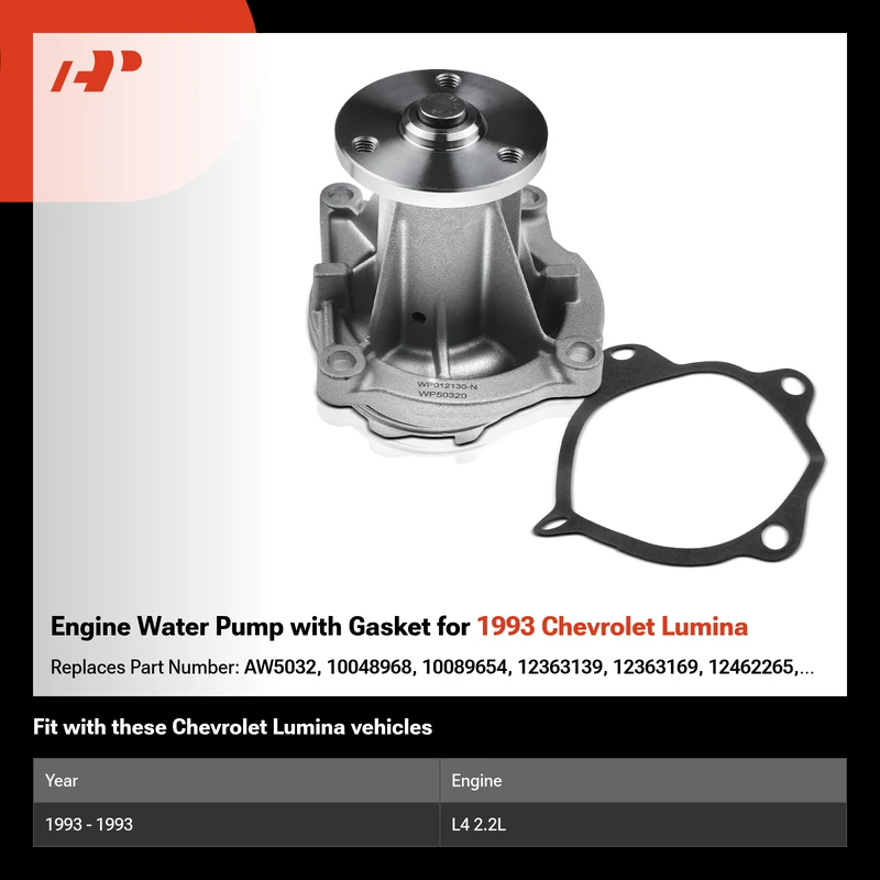 Engine Water Pump with Gasket for 1993 Chevrolet Lumina