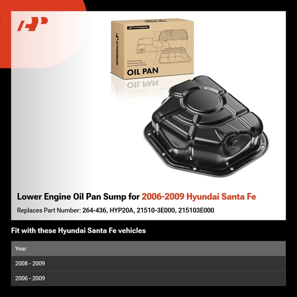 Lower Engine Oil Pan Sump for 2006-2009 Hyundai Santa Fe