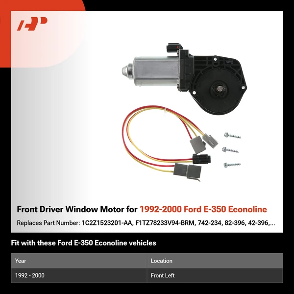 Front Driver Window Motor for 1992-2000 Ford E-350 Econoline