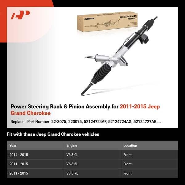 Power Steering Rack & Pinion Assembly for 2011-2015 Jeep Grand Cherokee