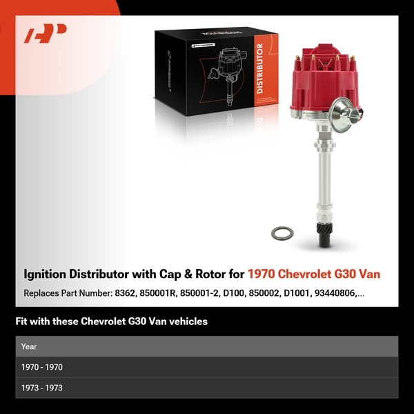 Ignition Distributor with Cap & Rotor for 1970 Chevrolet G30 Van