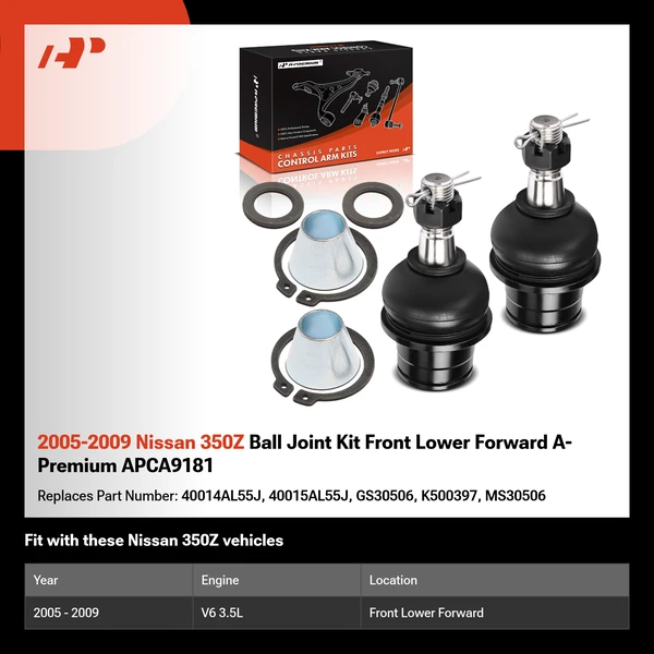 2005-2009 Nissan 350Z Ball Joint Kit Front Lower Forward A-Premium APCA9181