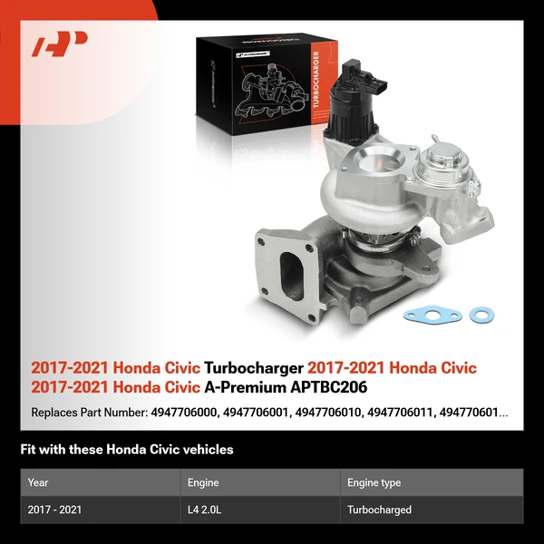 2017-2021 Honda Civic Turbocharger 2017-2021 Honda Civic 2017-2021 Honda Civic A-Premium APTBC206