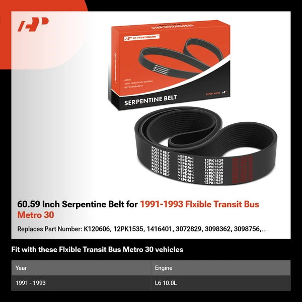 60.59 Inch Serpentine Belt for 1991-1993 Flxible Transit Bus Metro 30