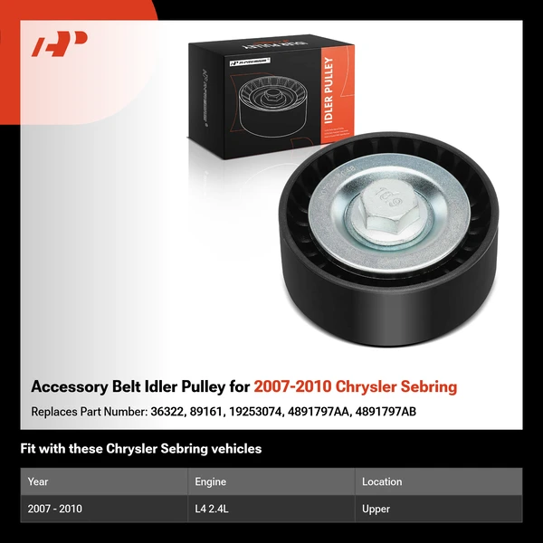 Accessory Belt Idler Pulley for 2007-2010 Chrysler Sebring