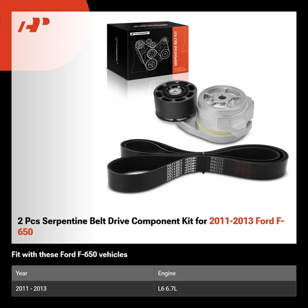 2 Pcs Serpentine Belt Drive Component Kit for 2011-2013 Ford F-650
