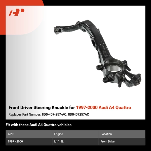 Front Driver Steering Knuckle for 1997-2000 Audi A4 Quattro