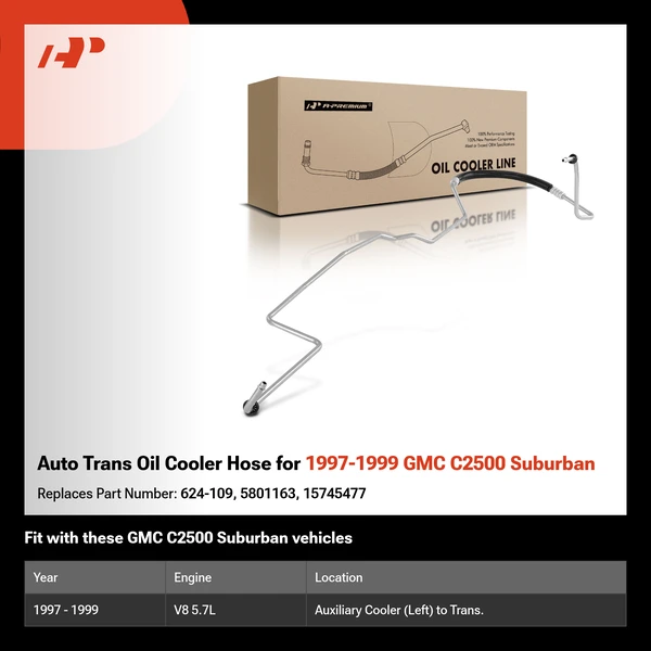 Auto Trans Oil Cooler Hose for 1997-1999 GMC C2500 Suburban