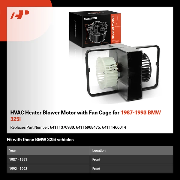 HVAC Heater Blower Motor with Fan Cage for 1987-1993 BMW 325i