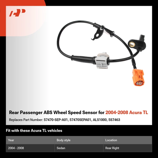 Rear Passenger ABS Wheel Speed Sensor for 2004-2008 Acura TL
